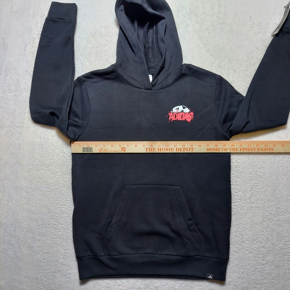 Adidas Hoodie Kids XL (18/20) Black New Soccer Back GRX Fleece Pullover AA11040 - Picture 3 of 11